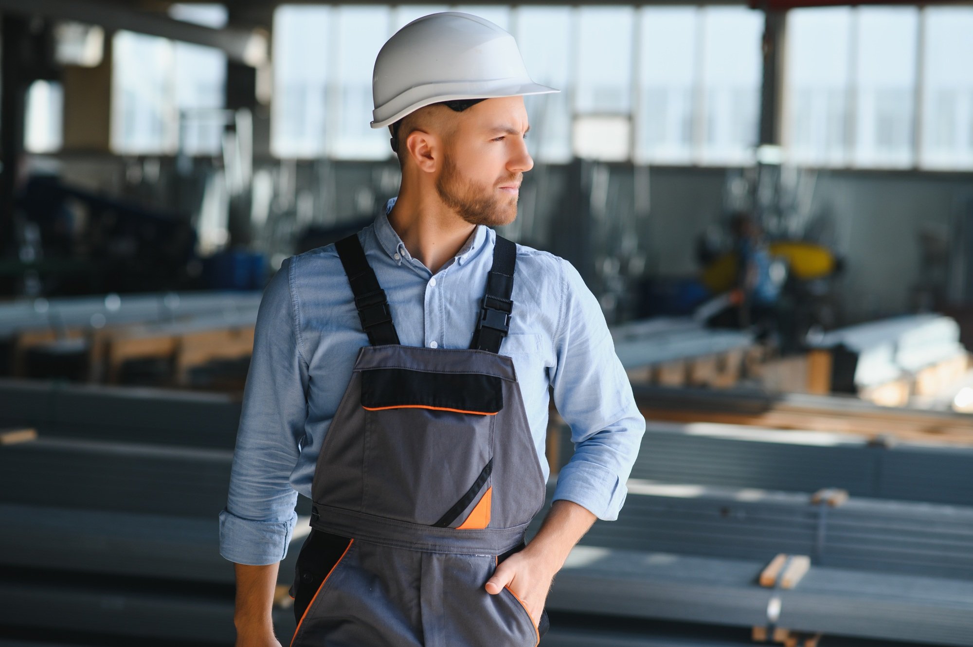 Factory worker. Man working on the production line.